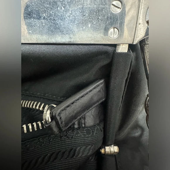Prada Tessuto Nylon and Leather Frame Satchel Black EUC - Picture 10 of 16